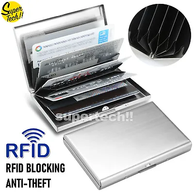 $6.35 • Buy RFID Blocking Stainless Slim Wallet ID Credit Card Holder Case Protector Purse