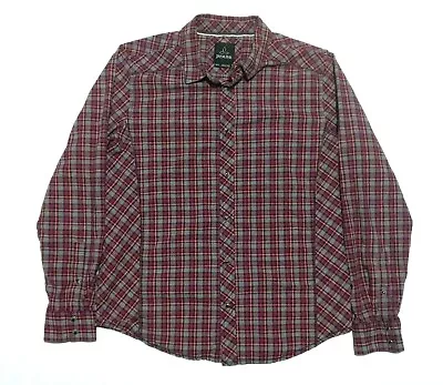 Prana Mens M Long Sleeve Marble Snap Multicolor Plaid Western Shirt EUC • $15.75