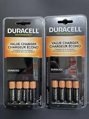2 Sets Of Duracell Rechargeable Battery Value Charger With 4 AA Batteries • $27.99