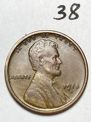 1918-S LINCOLN WHEAT CENT Sharp  XF  Condition Coin #38 • $14.95