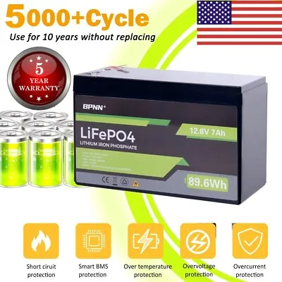 12V 7Ah LiFePO4 Deep Cycle Lithium Battery For RV Boat Solar Off-Grid BMS Lot US • $35.99