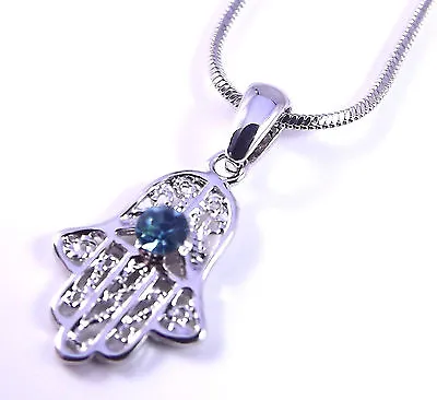 Hamsa Necklace Pendant Kabbalah Lucky  Evil Eye Charm Hand Of Fatima Silver • £4.95