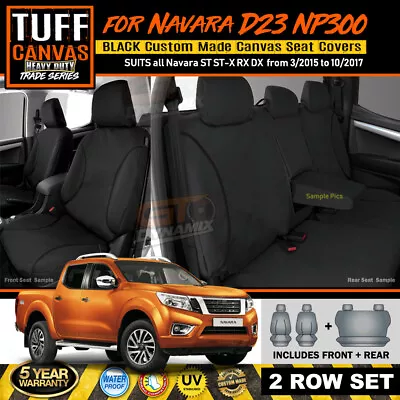 TUFF HD TRADE Canvas Seat Covers 2Row Navara D23 NP300 ST ST-X 3/2015-10/2017 BL • $299