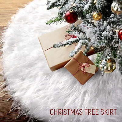 Christmas Tree Skirt Base Floor Mat Cover Xmas Party Home Decoration Plush 78CM • $10.39