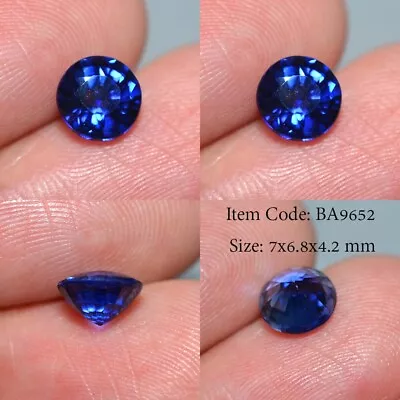 Round 7 MM Royal Ceylon Blue Sapphire Lab Created Corundum • $6