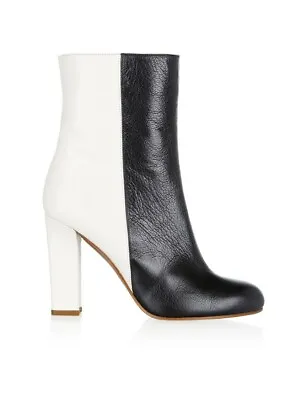 M Missoni Leather Two-Tone High Heel Mid Boot In Black And Ivory • $289