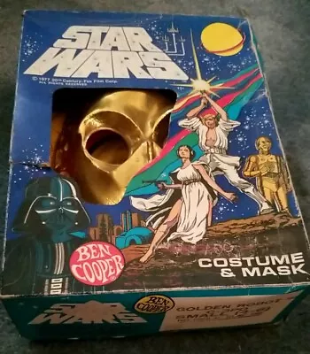 1970s STAR WARS C-3PO GOLDEN ROBOT HALLOWEEN COSTUME & MASK W/ BEN COOPER BOX • $99