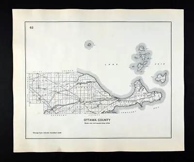 1910 Ohio Highway Map Ottawa County Lakeside Marblehead Port Clinton Oak Harbor • $60