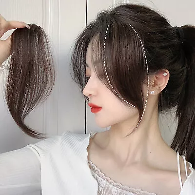 Clip In Wave Side Bangs 100% Human Hair Fringe Front Bangs Peice Hair Extensions • £6.58