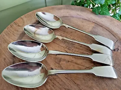 Antique Victorian Set Of Four Silver Plate Dessert Spoons By Daniel & Arter • £16