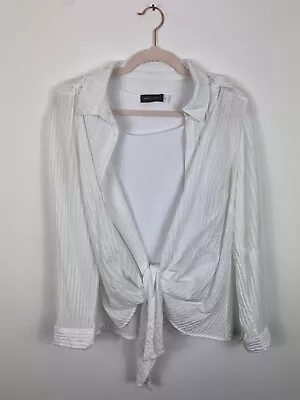 Mint Velvet White Cross Body Relaxed Vest Tie Blouse Top Size 12 UK • £29.99