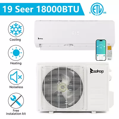 18000BTU Air Conditioner Mini Split AC Ductless HEAT PUMP WIFI 19SEER 1250 Sq.ft • $621.99