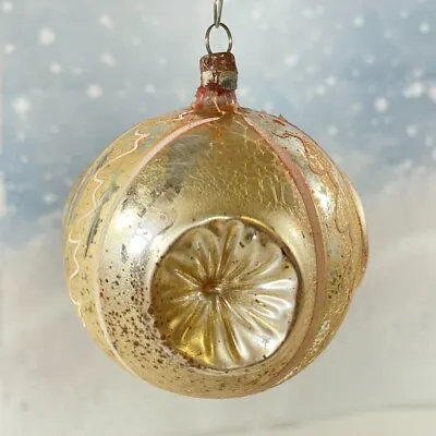 Vintage Trible Indented Hand Blown Glass Ornament Ball 3  • $9.56