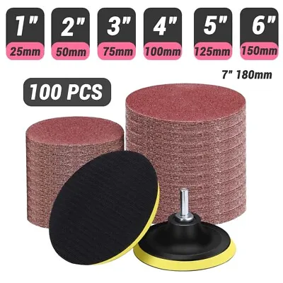 100 X 25mm-180mm Hook & Loop Sanding Discs 60 Grit-2000 Grit Orbital Sander Pad • $8.13