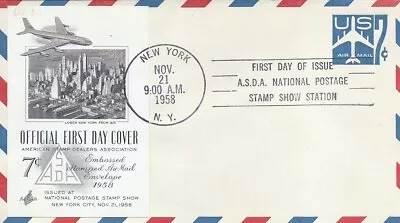UC33  7c JET  STAMPED AIRMAIL ENVELOPE - Tied Paste On Cachet • $3.99