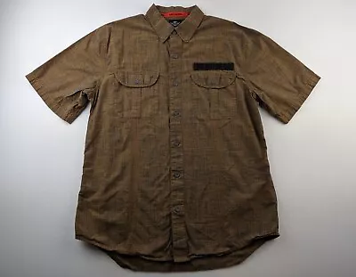 Harley Davidson Shirt Men L Brown Chambray Graphic Patch Short Sleeve Button Dow • $36.88