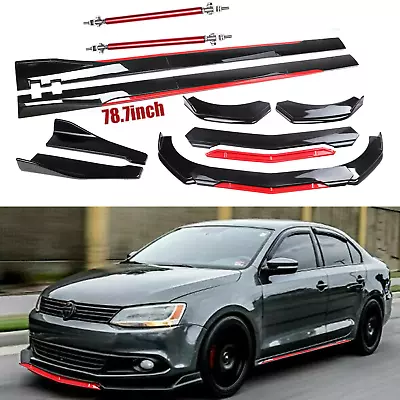 For VW Jetta MK6 MK7 Front Bumper Lip Splitter Spoiler + Strut Rods Body Kit • $99.99