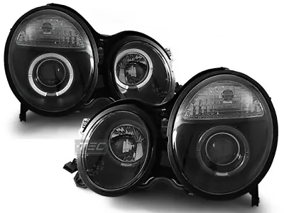 Pair Of Headlights For Mercedes W210 E-CLASS 99-02 Halo Rims Black CA LPME32 XIN • $429.52