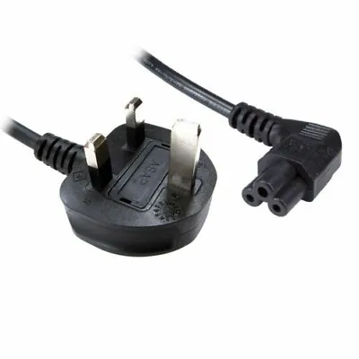 C5 Power Main Cable Uk 2m 3 Pin Clover Leaf Power Cord For Pc Printer - Black • £8.49