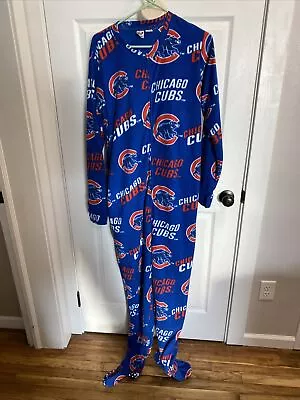 Chicago Cubs Sz L Union Suit Pajamas One Piece Adult Concept Sports Fleece PJ L8 • $19.99