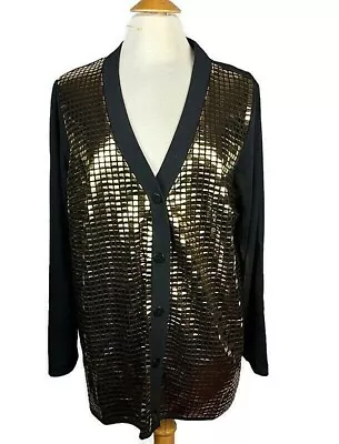 V By Eva Women's Black Gold Button Front Cardigan Size 1X • $17