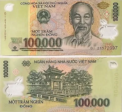 100000 Vietnam Dong VND Circulated CIR Banknote Polymer Currency 1 Piece • $9.99