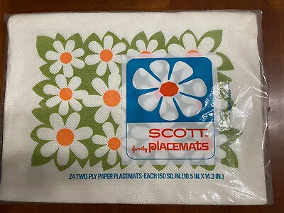 Scott Family Placemats 24 Textured Paper Placemats NIP 1966 Flowers NOS Vintage • $13