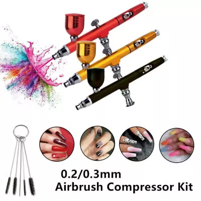 Mini Airbrush Nails Art Kit Paint Crafts Portable Nails Air Brush Gun Compressor • £11.99