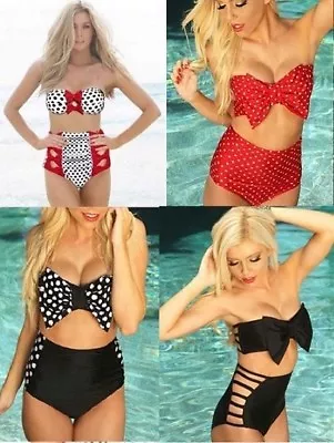 Sexy Women Retro 50s Pin Up Vintage High Waist Bikini Swimwear Vintage • £8.54