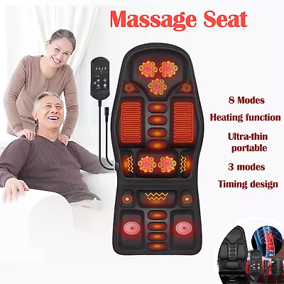 Massage Seat 8 Modes Cushion Heated Back Neck Body Massager Chair For Home & Car • $28.47