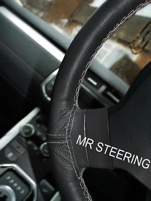 Black Leather Steering Wheel Cover For Mercedes Sl R129 89-01 Grey Double Stitch • $34.80