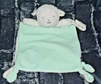 Carter's White Lamb Mint Green Security Blanket Lovey Rattle Pacifier Holder  • $7.99