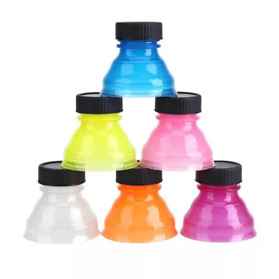 6 Pcs Plastic Drinking Bottle Caps Can Convert Soda Savers Toppers Reusable Tops • £5.91