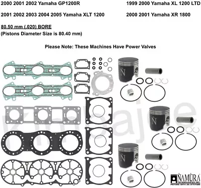 Yamaha GP-R 1200 XL XLT Power Valve 80.50 Mm (.020) BORE Piston Kits Rebuild • $298.34