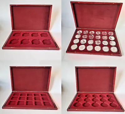 Luxury Wooden Silver Gold Coin Tray Cabinet Case Collection Storage Box Holders • £32.95