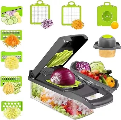 16-in-1 Vegetable Chopper Kitchen Mandoline Vegetable Cutter Slicer Fruit Dicer • £9.99