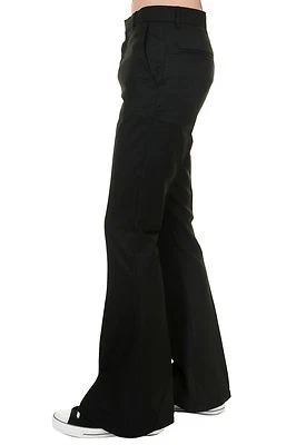 £9.99 • Buy Men's 60s 70s Retro Presley Black Poly Viscose Bell Bottom Trousers SALE