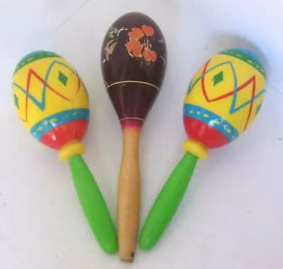 Lot 3 Vintage Plastic & Wood MARACAS  Mexico • $12.90