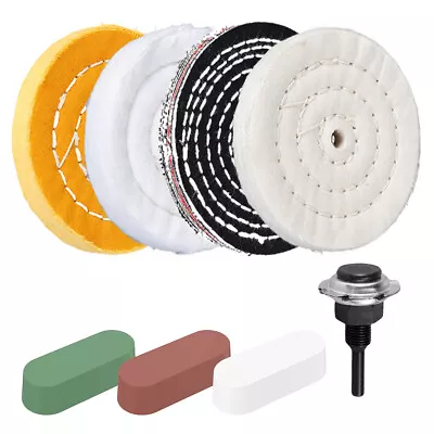 £17.34 • Buy 4Pcs Spiral Stitched Cotton Buffing Polishing Wheel Mop For Bench Grinder UK