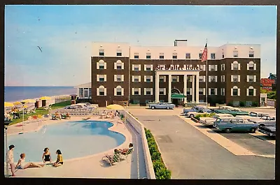 Postcard Virginia Beach VA - C1960s Sir Walter Hotel By The Sea Swimming Pool • $5