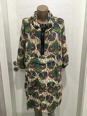  MARNI At H&M Hooded Green Silk Print Dress Size EU 38 • $110