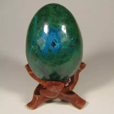 2.3  CHRYSOCOLLA & MALACHITE Egg Polished Gemstone Sphere W/ Stand – Peru • $9.50