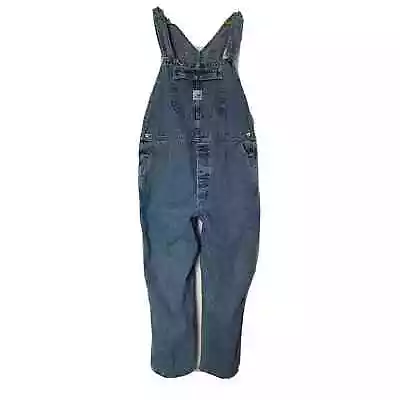 Vintage Lee Dungarees Riveted Blue Denim Button Fly Bib Overalls Size XL 80s 90s • £107.04