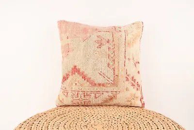 Vintage Kilim Pillow 16x16 Turkish Carpet Pillow Ethnic Pillow Home Decor • $30.50