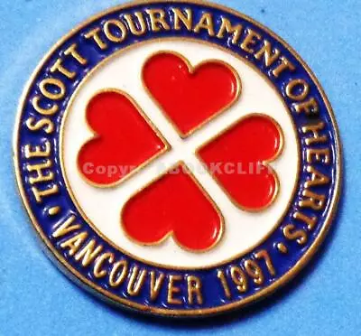 1997 SCOTT TOURNAMENT OF HEARTS VANCOUVER B.C. CANADA LADIES CURLING Lapel Pin • $2