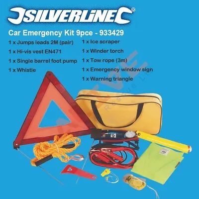 Silverline Car Emergency Kit 9pce - 933429 Vehicle Breakdown Safety Tools Kit • £32.69