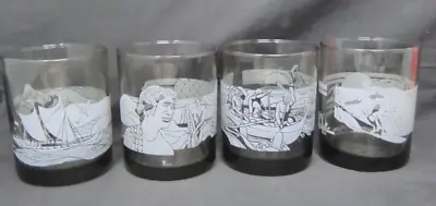 Vintage McDonalds HAWAIIAN Glasses Tiki Bar Tumbler Glasses Set Of 4 • $29.95