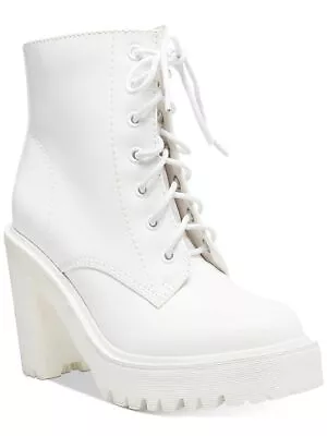 MADDEN GIRL Womens White 1  Platform Eyelet Archiee Combat Boots 6 • $13.99