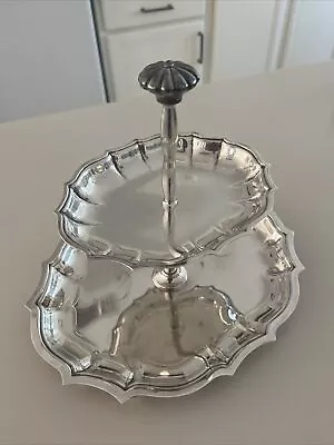 Vintage Silver Plated 2 Tiered Serving Platter Tray Oval • $29.95