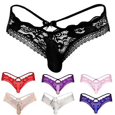 Mens Sexy Lace Thong G-String Briefs Sissy Panties Lingerie Knickers UnderwearX1 • £3.59